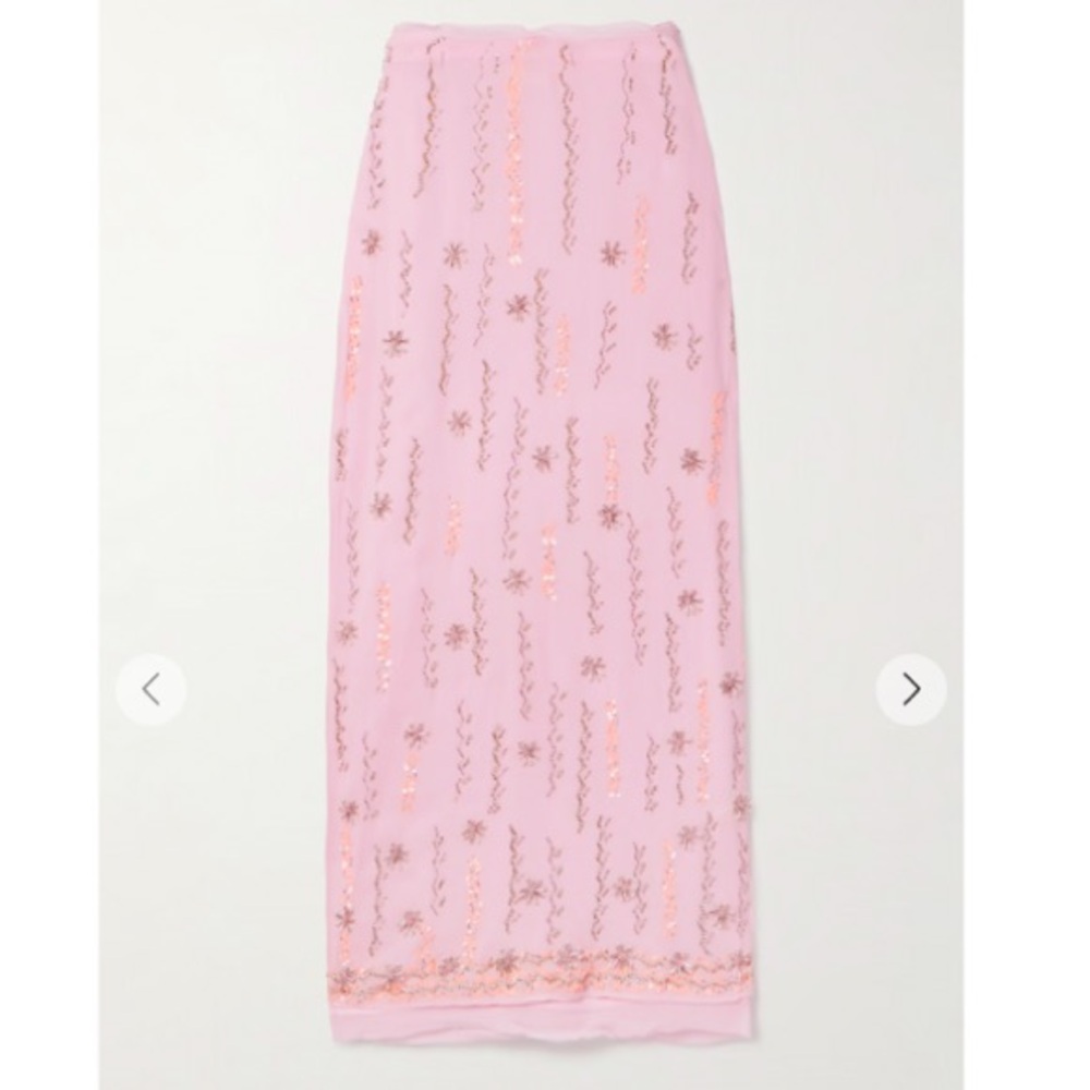 LoveShackFancy Goodall embellished chiffon maxi skirt size 8 NWT